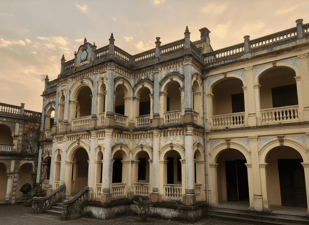 Hoang A Tuong Palace, with its bright yellow ancient and majestic appearance, represents unique architecture combining French style with ethnic traditions